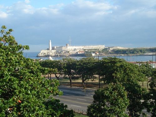 'View from the terrace (Morro Castle and Harbour)r)' Casas particulares are an alternative to hotels in Cuba.