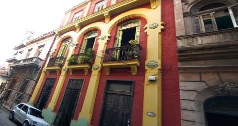 'House front' Casas particulares are an alternative to hotels in Cuba.