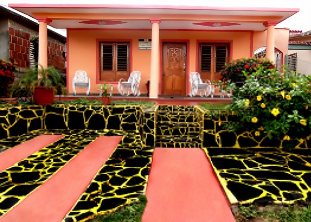 'House front' Casas particulares are an alternative to hotels in Cuba.